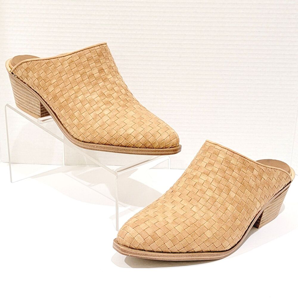 Corkys TGIF Womens Mules Size 9 Camel Tan Brown Basketweave Clogs  10-0099-CAML